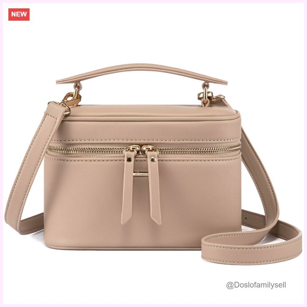 Small PU Leather Crossbody Bag with Top Handle, Multi-Way Carry